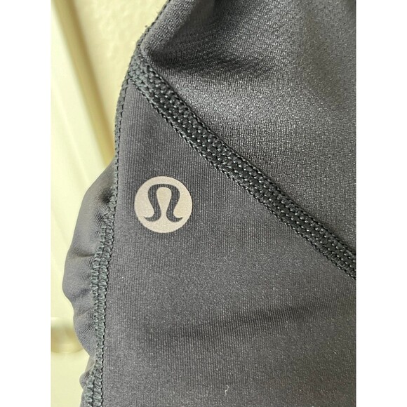 LULULEMON Run Tempo crop Leggings Ruched lower leg side Black Stretch #323 - Picture 11 of 12